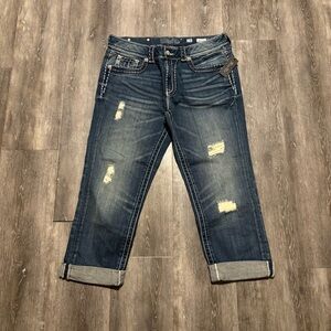 Miss Me Boyfriend Capri Jeans Women 28 Denim Cuffed Low Rise Stretch